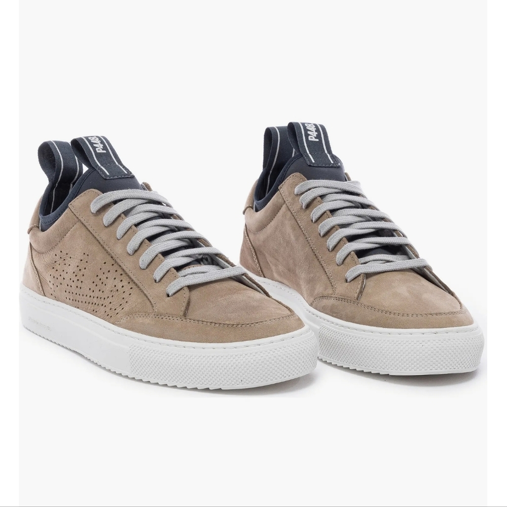 P448 Beige Soho Leather Sneakers Shoes Size 9.5 New Made In Italy